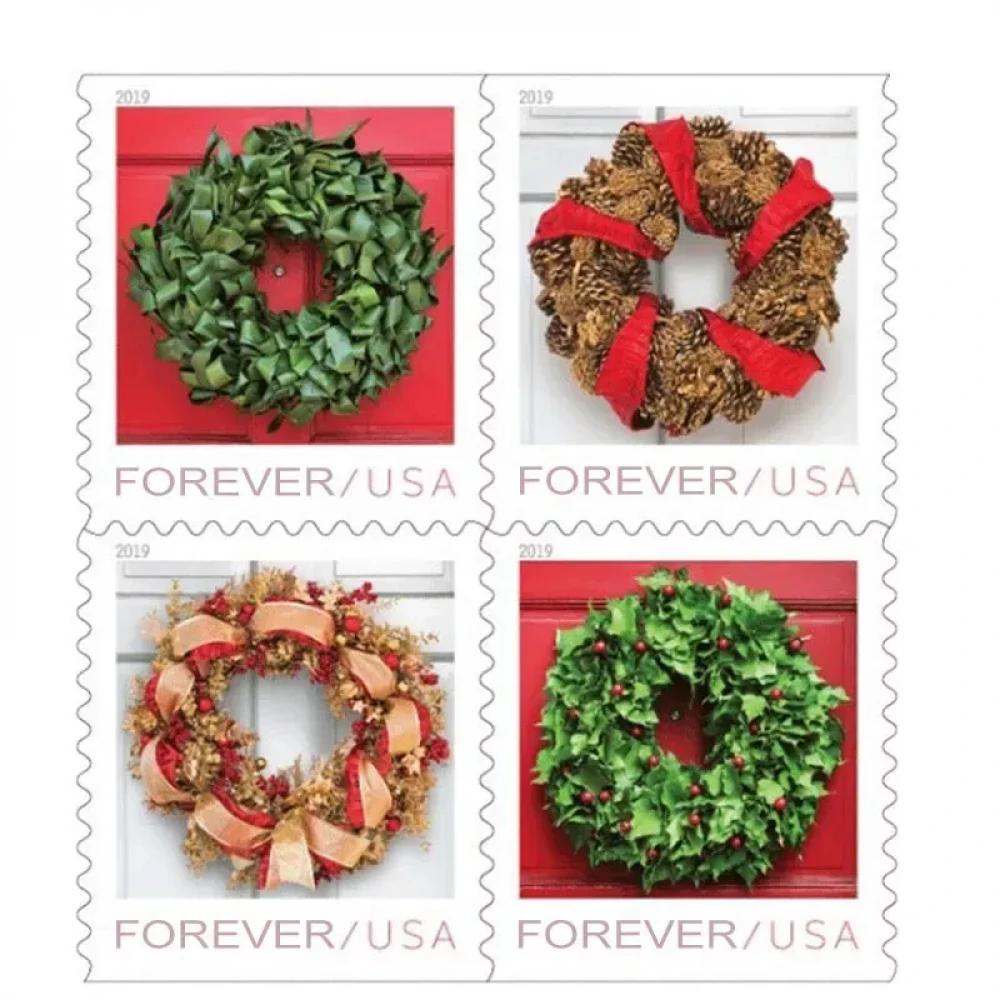 (2019) USPS Christmas Tradition Celebration Holiday Wreaths Forever Stamps